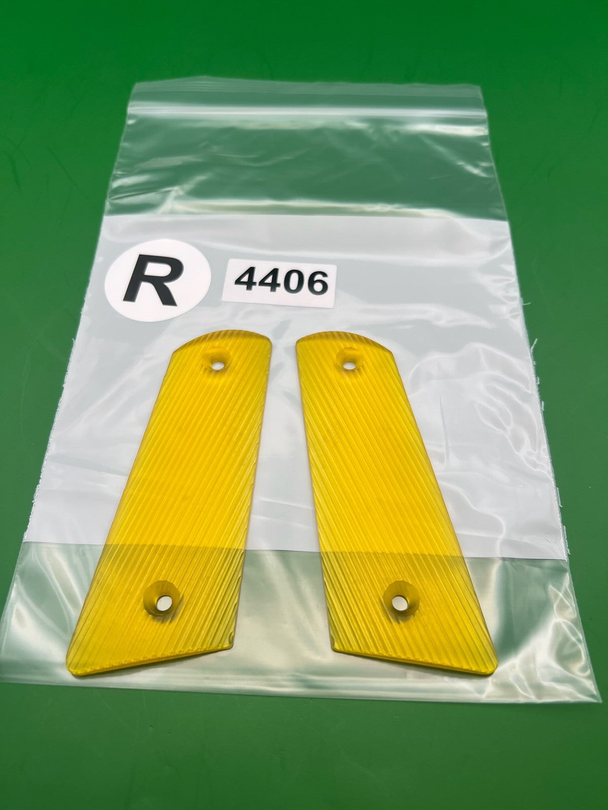 Vintage PB 1911 45 Style Split Grip Panels Yellow Clear Translucent Acrylic
