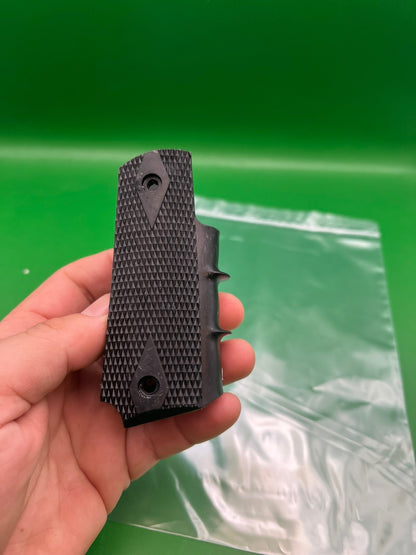 Smart Parts 1911 45 Style Grip Panels Black Rubber Checkered Diamond