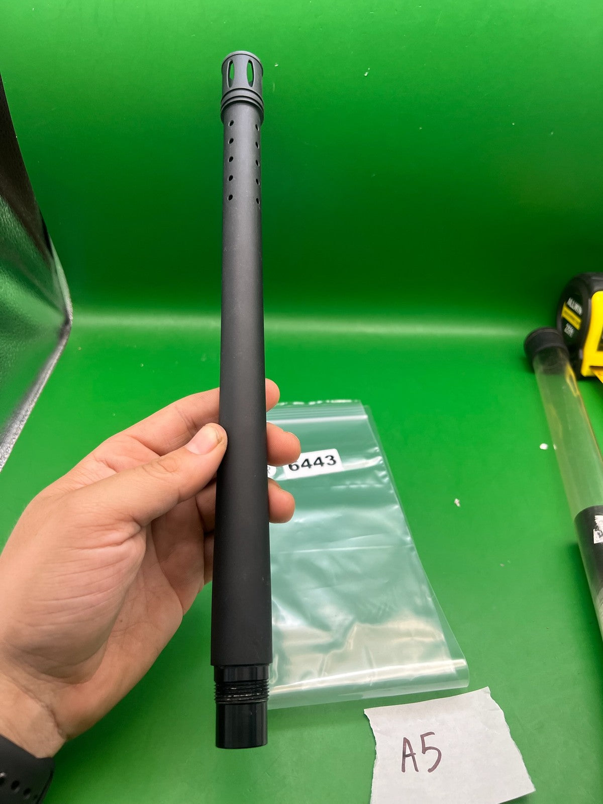 Complex Barrel Back Black .690 14" Tippmann A5 - used paintball barrel back - black