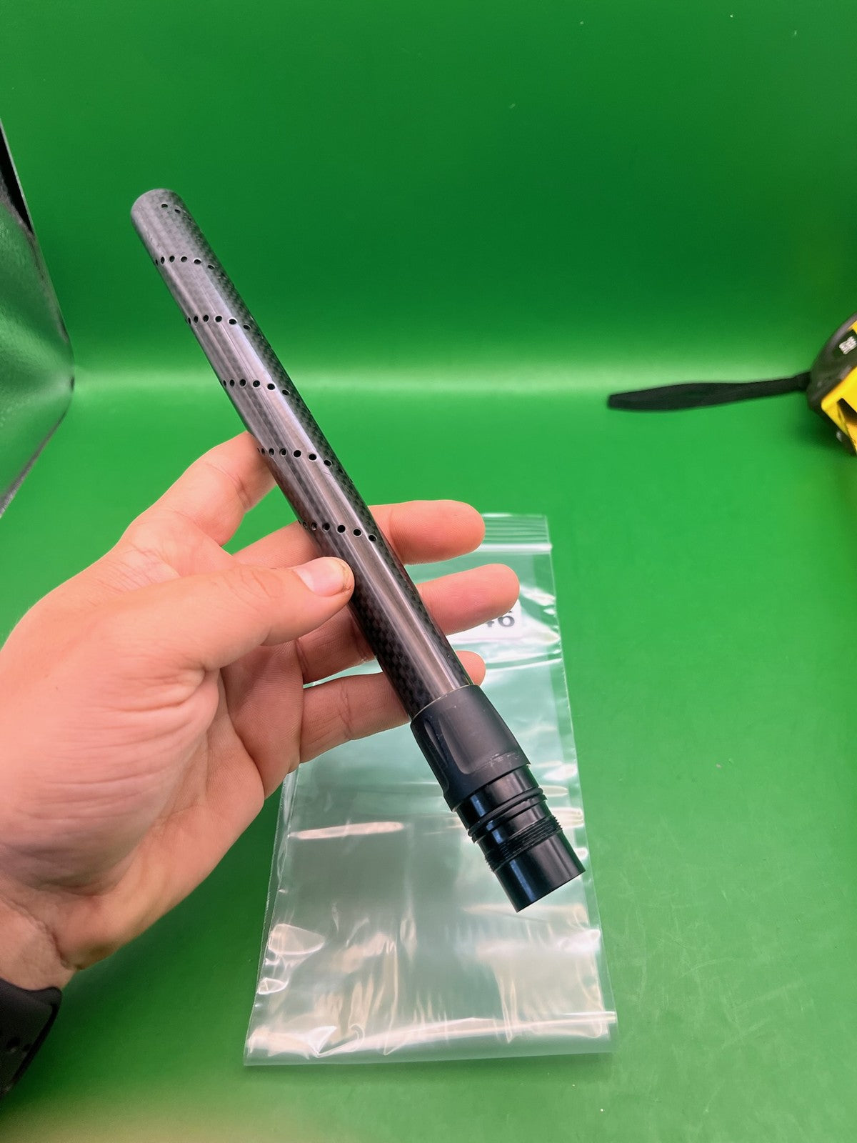 Carbon Fiber Barrel Tip 14" Autococker Black - used paintball barrel tip - black