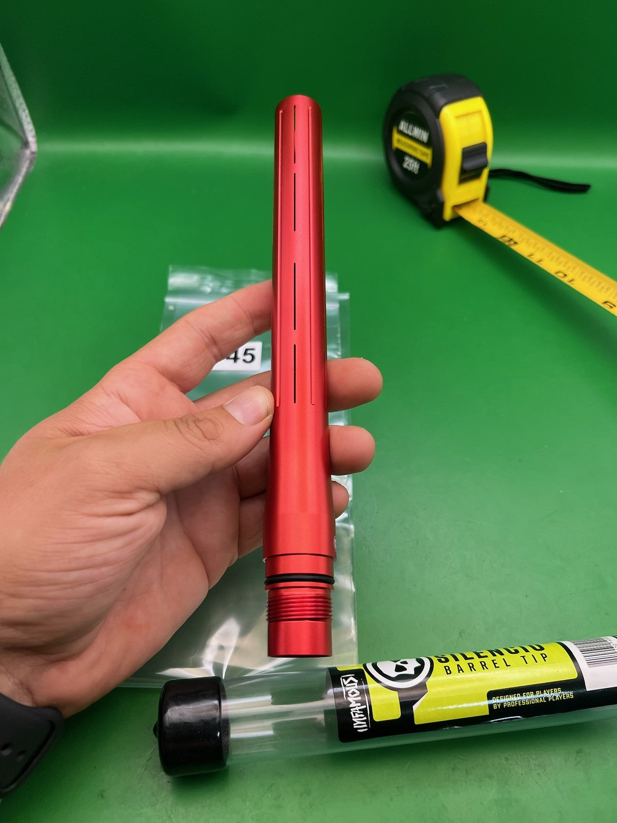 Infamous Silencio FXL 14" Barrel Tip Gloss Red Aluminum Paintball