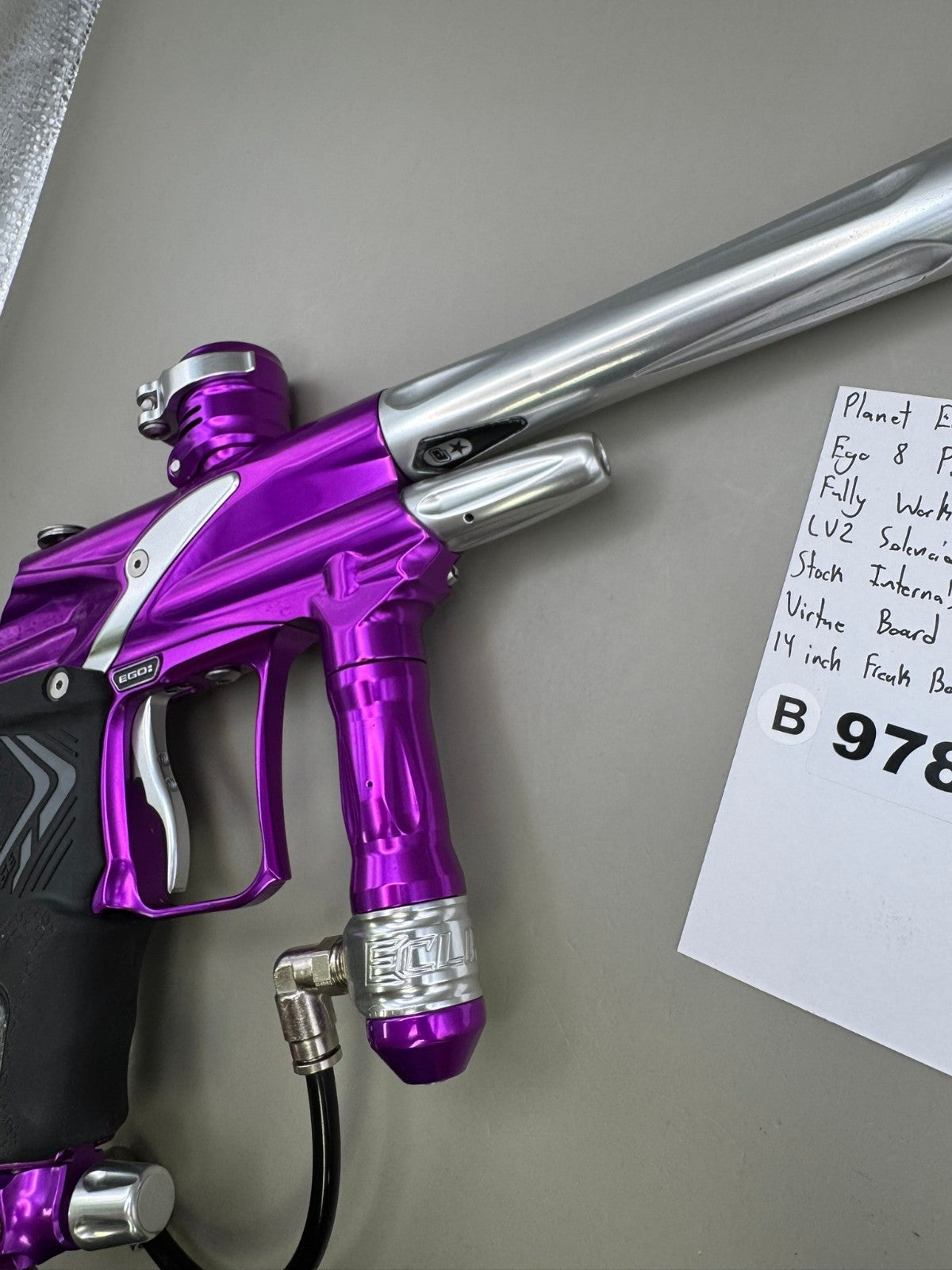 Planet Eclipse Ego 8 PEV's - Purple/Silver - Paintball Marker Fully Working