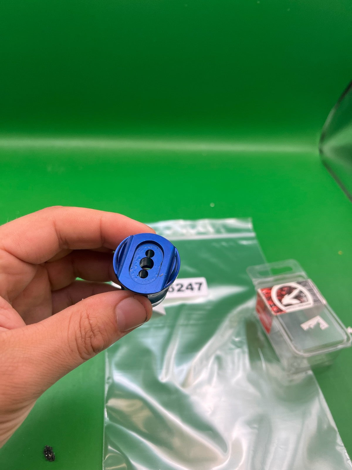 Kapp Autococker VASA - used paintball velocity adjuster / screw cap set - blue anno