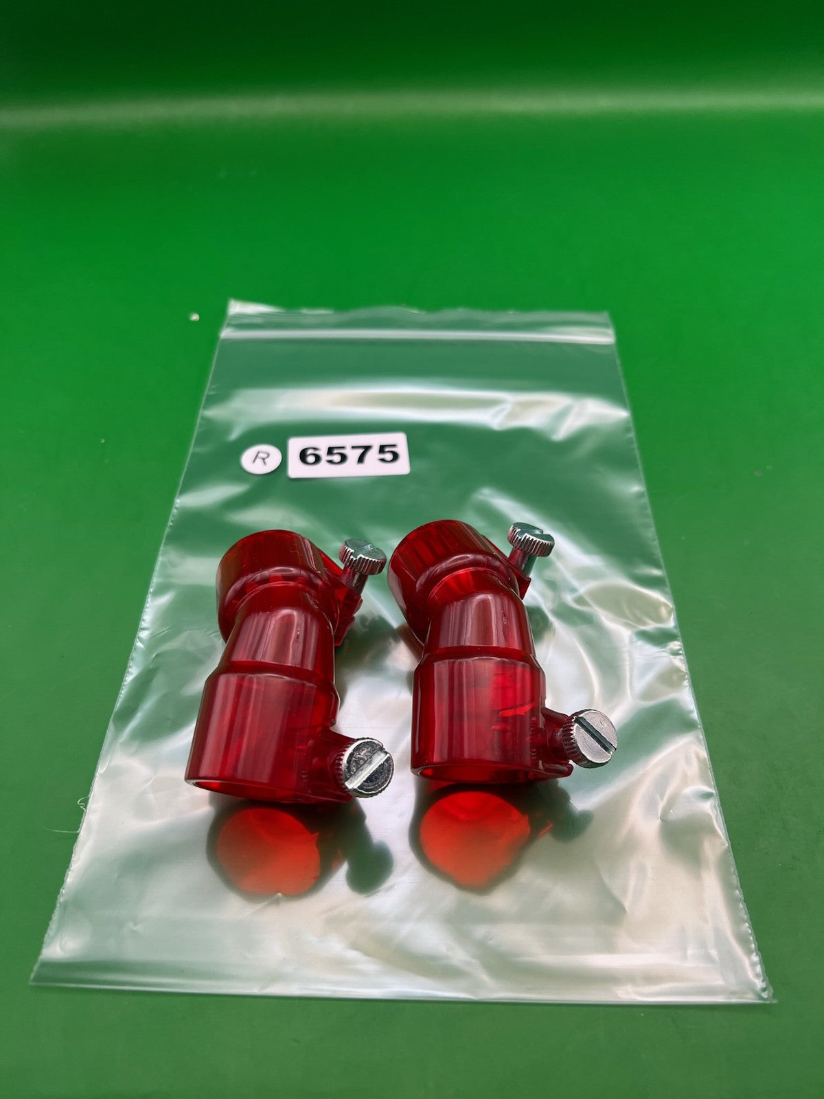 Pair of Two Red Paintball Right Feed Elbows - used paintball feed elbow - red