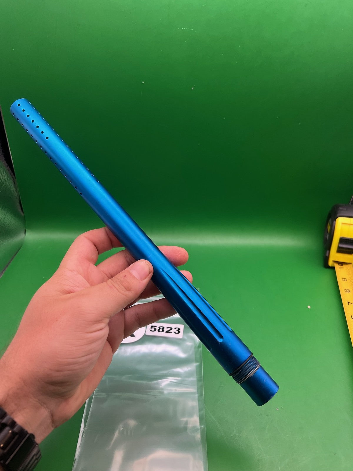 Stock Autococker Barrel 14" .689 Blue - used paintball barrel - blue anno