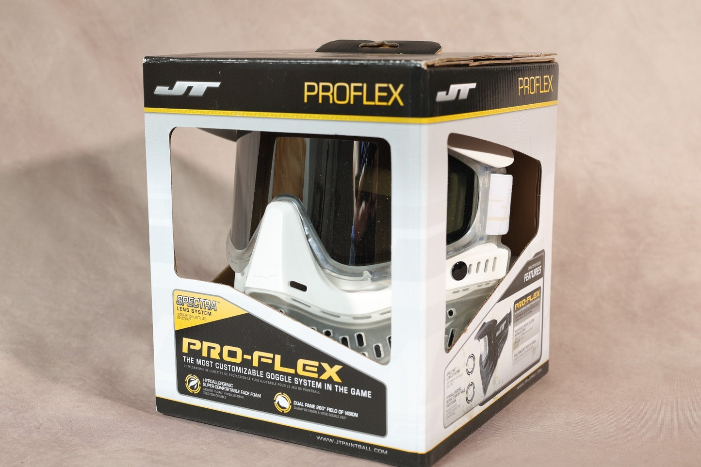 JT ProFlex Paintball Mask Goggle White Clear Spectra Lens System New In Box