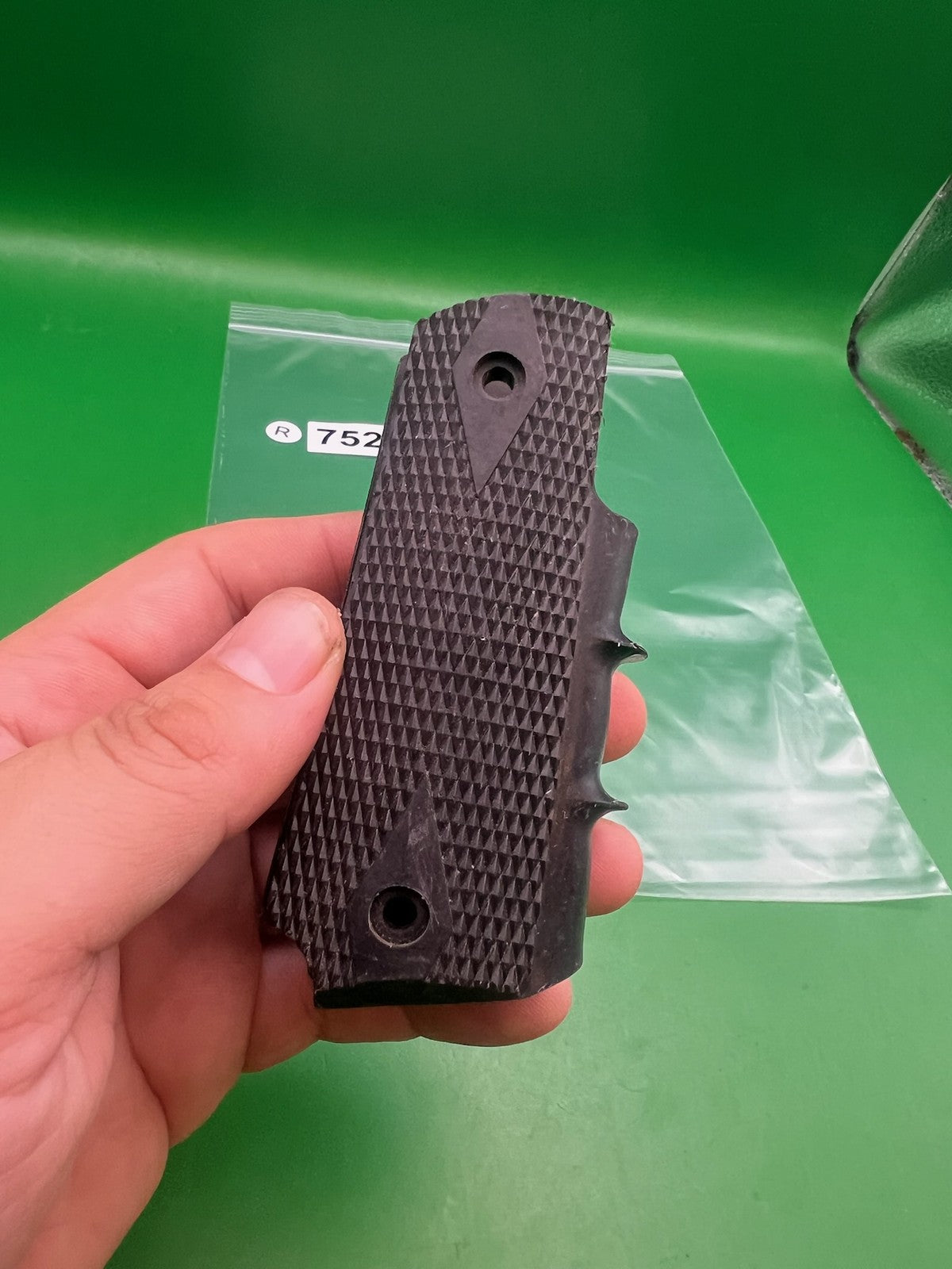 Vintage 45/1911 Style Paintball Grip Panels Black Rubber Diamond Checkered