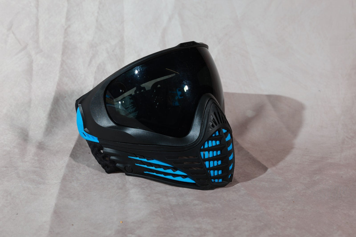 Virtue VIO Paintball Mask Black Cyan Blue With 2 Extra Visors Goggle Bundle