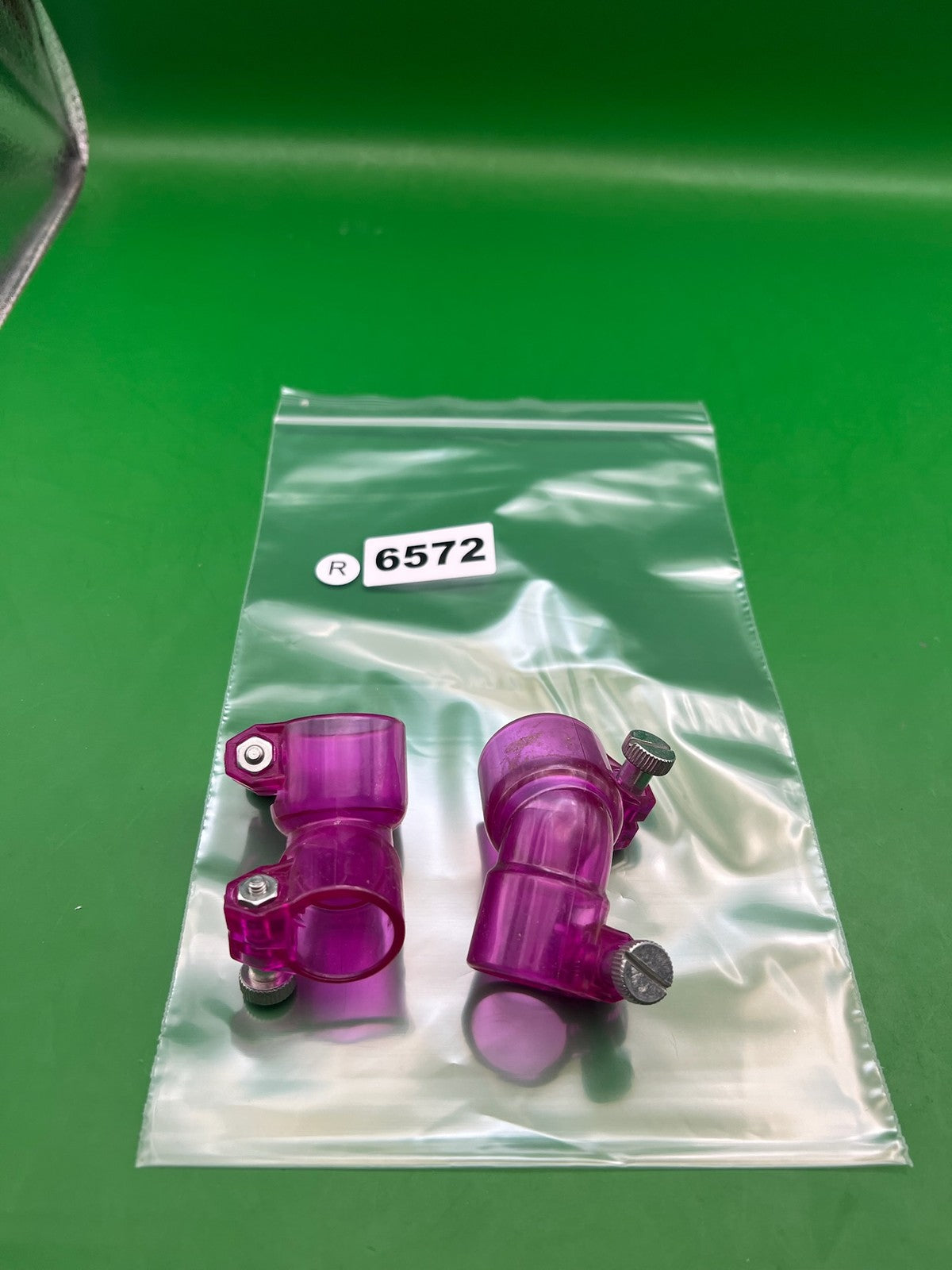 Purple Paintball Elbows - x2 - used paintball feed elbow / feed neck elbow - transparent purple