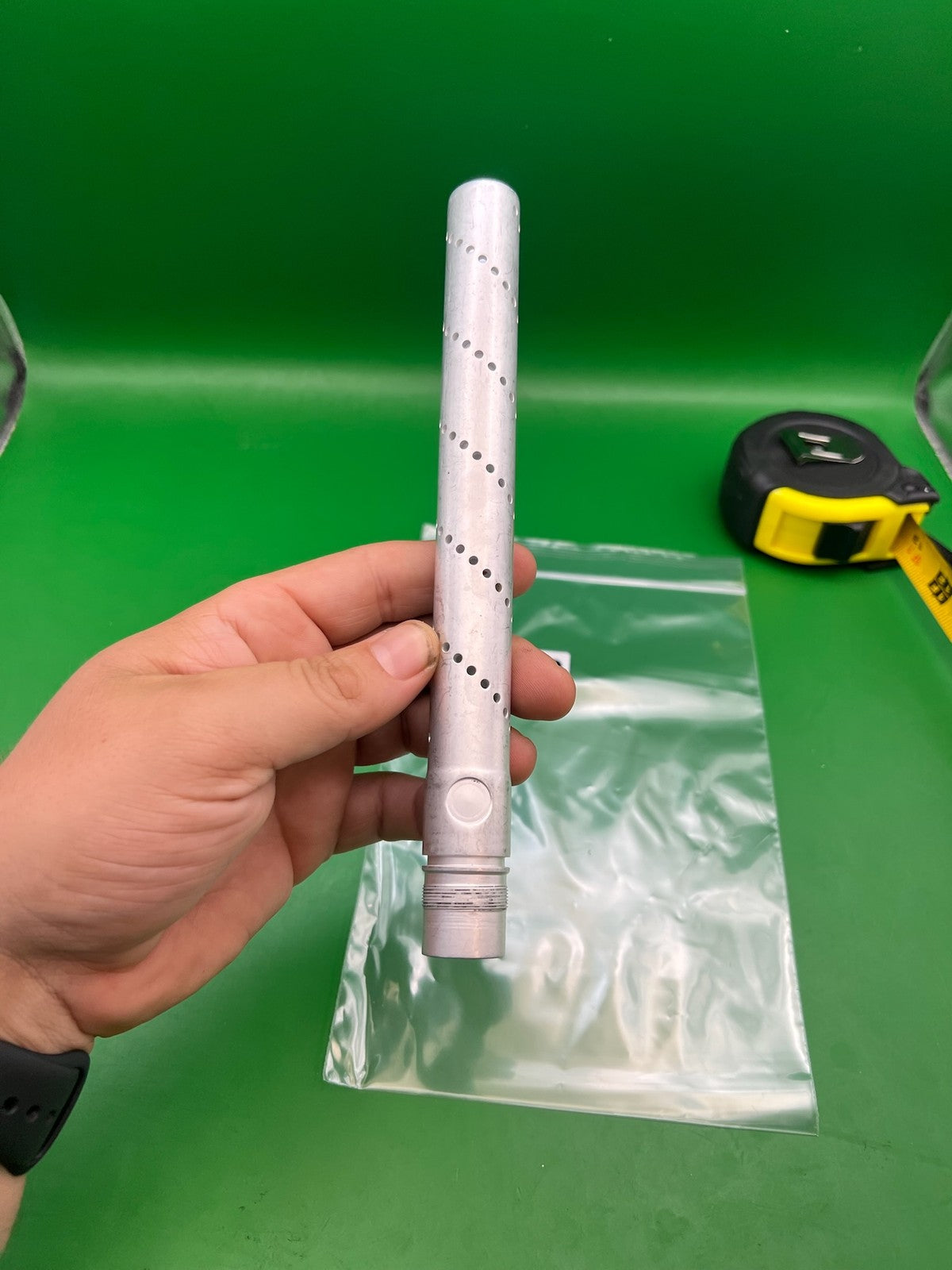 Raw Smart Parts Freak Tip - used paintball barrel tip - raw silver