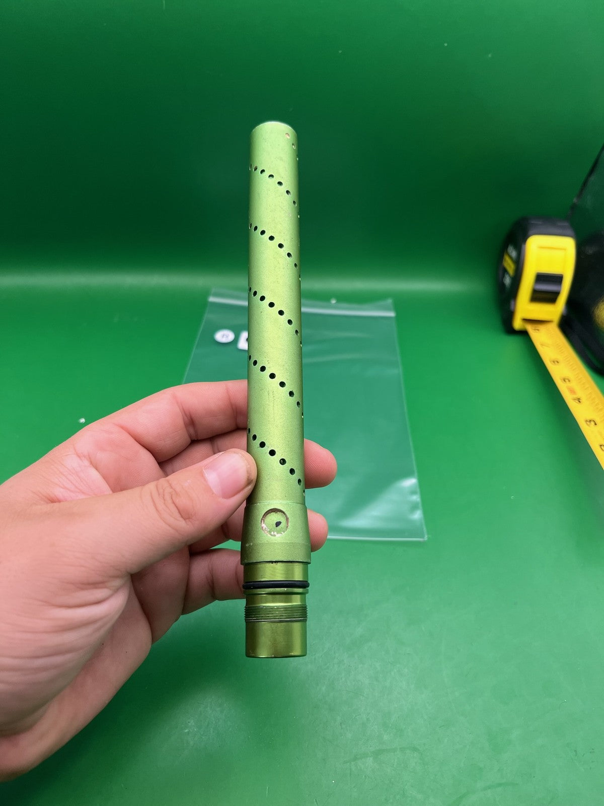 Dust Green Freak Tip - used paintball barrel tip - dust green
