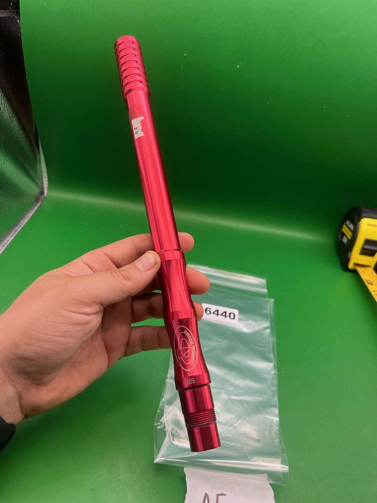 CP Custom Products Barrel Red 14 Inch .689 Tippmann A5 Threads - used paintball barrel - red anno