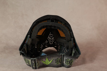 Bunker Kings CMD Paintball Mask Black Green Mirror Lens With Soft Bag