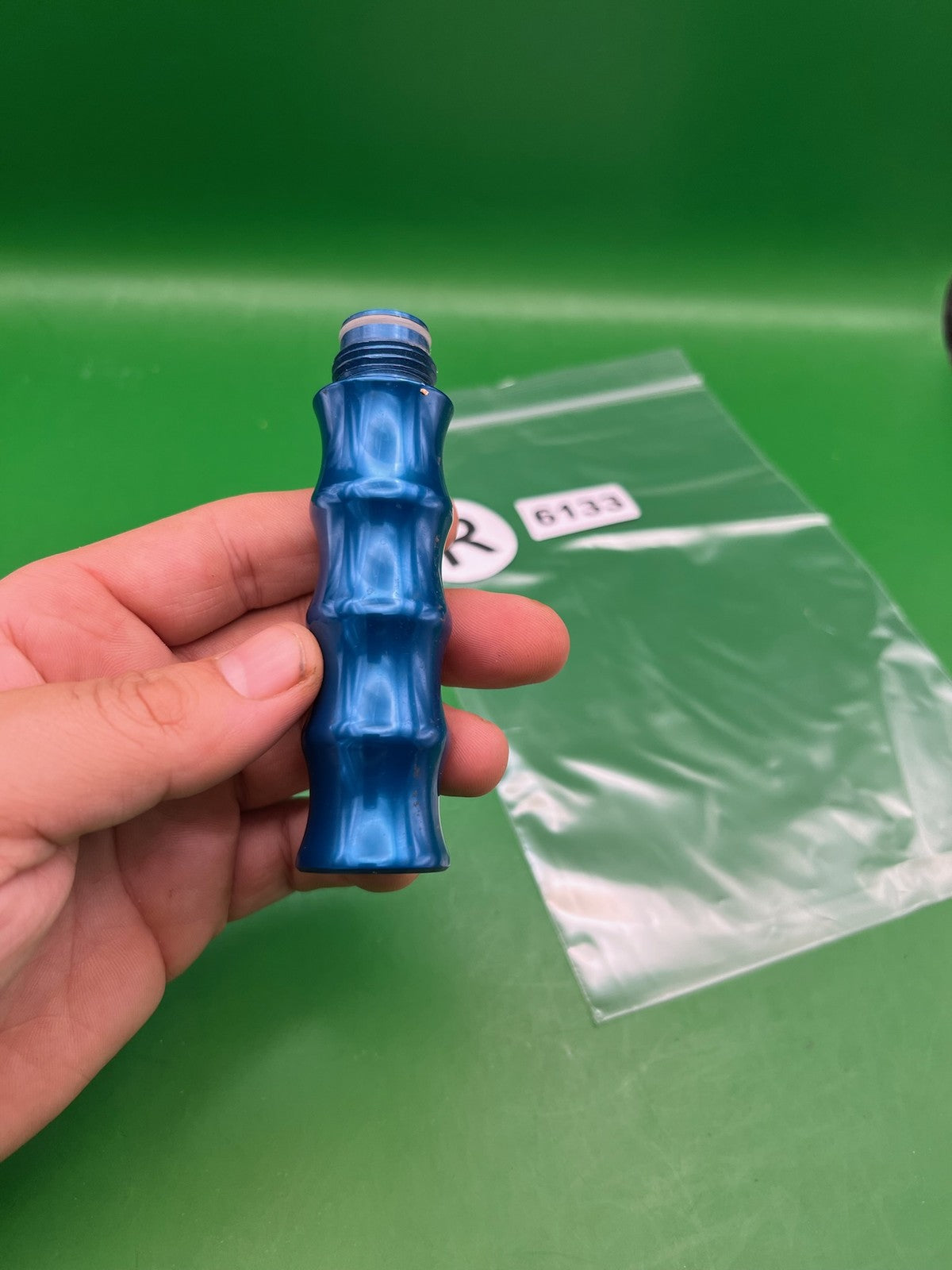 AGD Automag Classic Blue Gas Through - used paintball gas through grip - blue anno