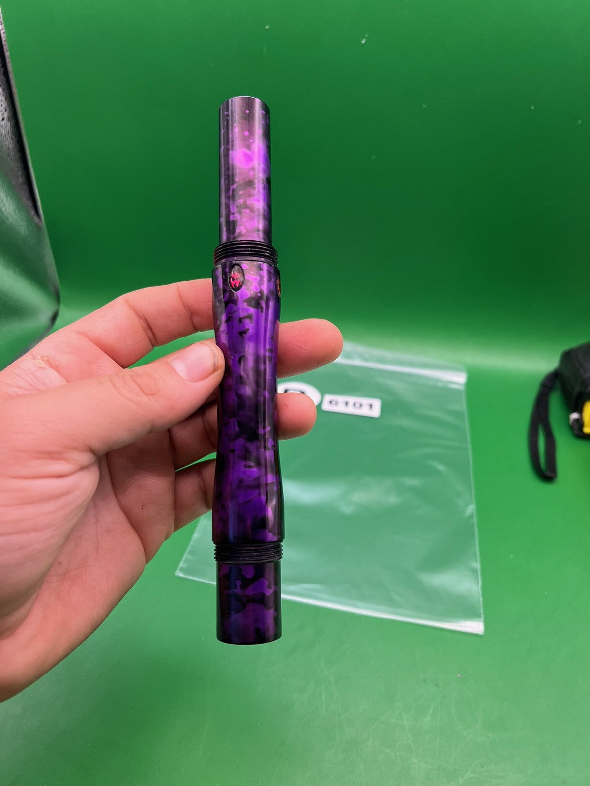 Autococker Barrel Purple Black - used paintball barrel - purple/black swirl anno