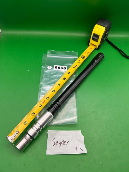 Spyder Paintball Two-Piece Barrel Black Silver 14" .687 Bore - used paintball barrel - black/silver
