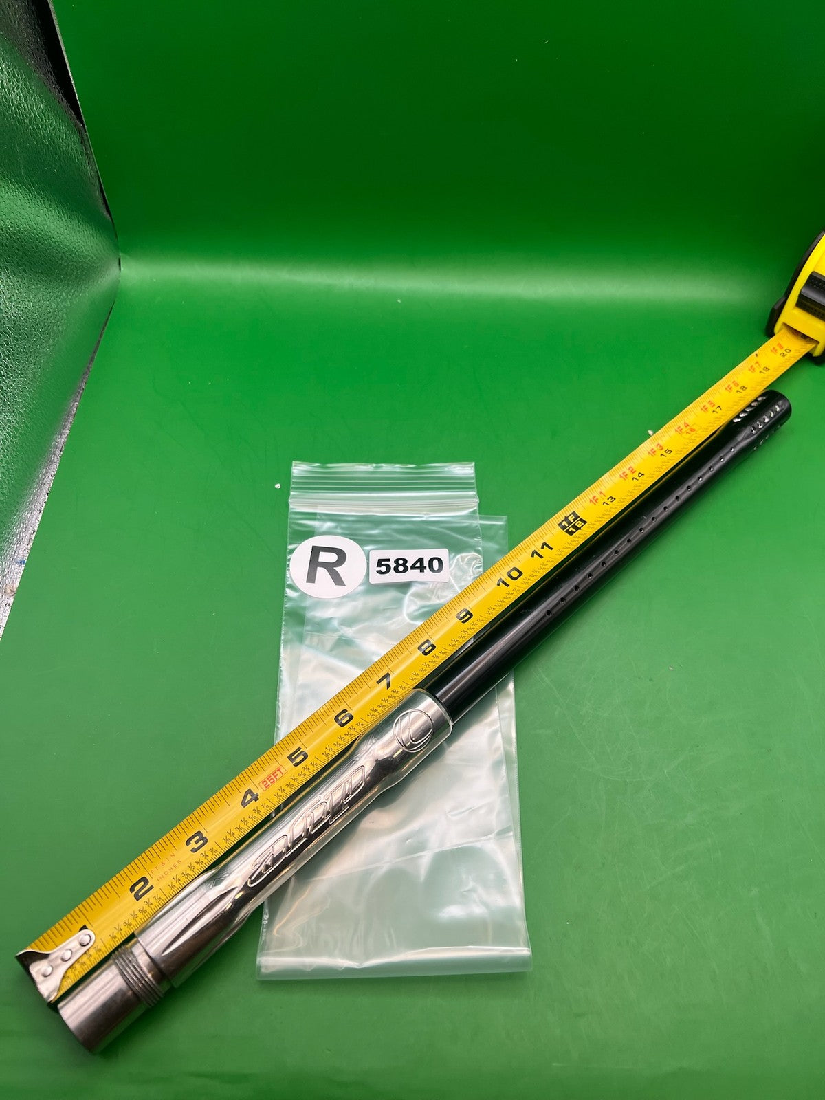 Autococker Dye Broomstick Barrel 18" .681 Black Chrome - used paintball barrel - black/silver
