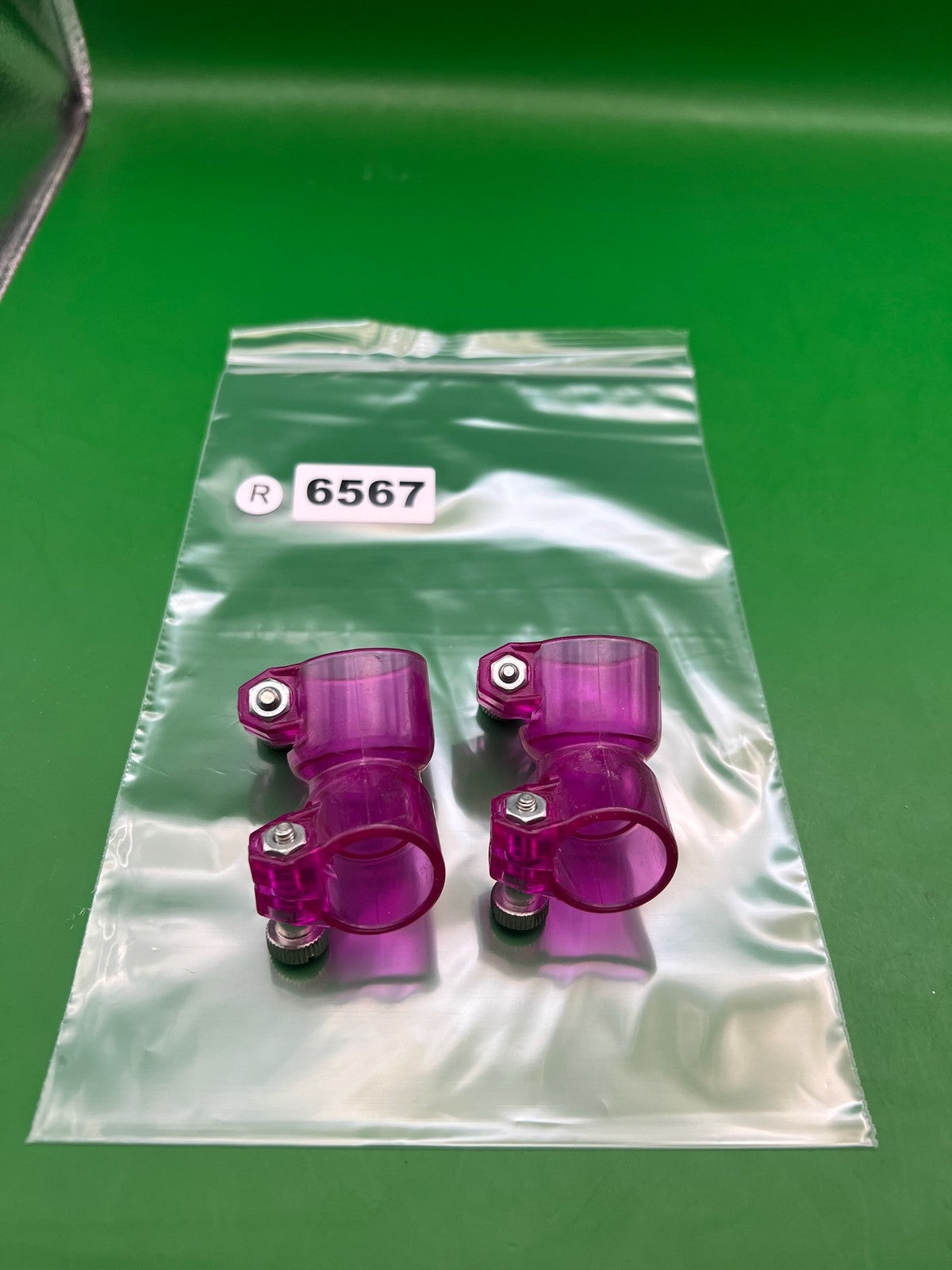 Purple Paintball Elbows - x2 - used paintball feed elbow / hopper elbow - translucent purple