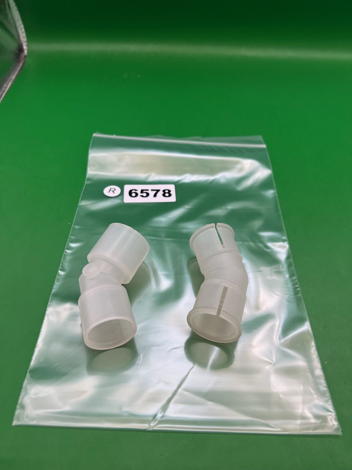 Clear White Lot of 2 Hopper Elbos - used paintball hopper elbow - clear white