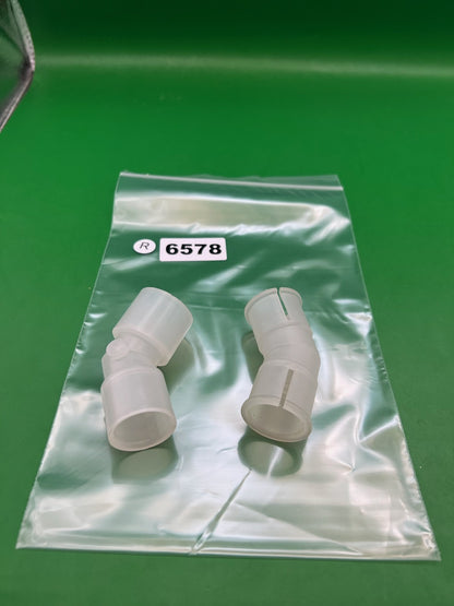 Clear White Lot of 2 Hopper Elbos - used paintball hopper elbow - clear white