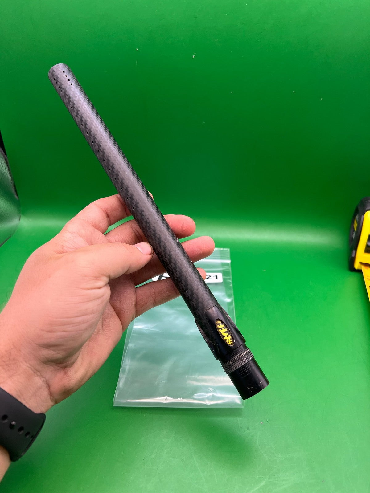Stiffi Carbon Fiber Barrel Back 12" Autococker Black - used paintball barrel back - black