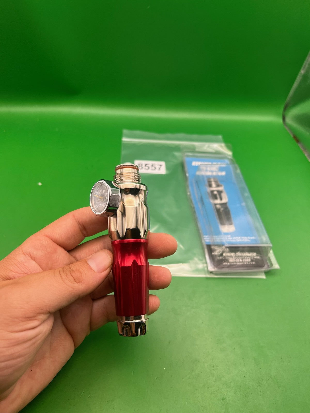 System X PB Inline HPR Torpedo Regulator Red Silver Polished