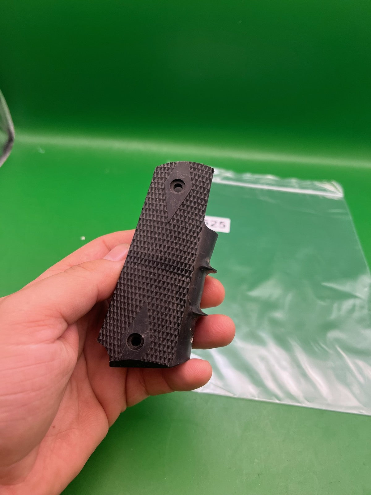 Smart Parts 1911 45 Style Grip Panels Black Rubber Checkered Paintball Grips
