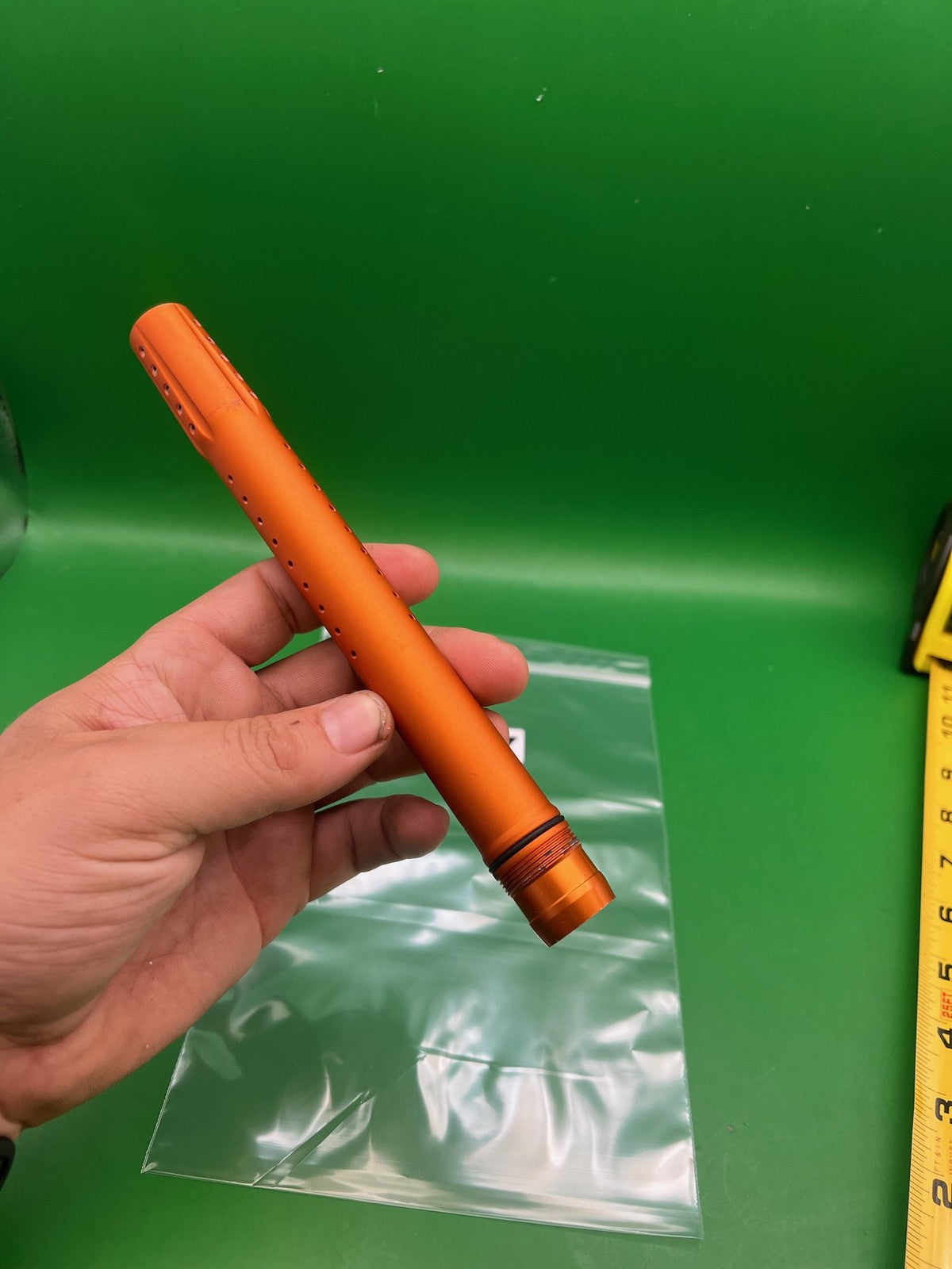 Dye Proto Orange Tip - used paintball barrel tip - orange anno