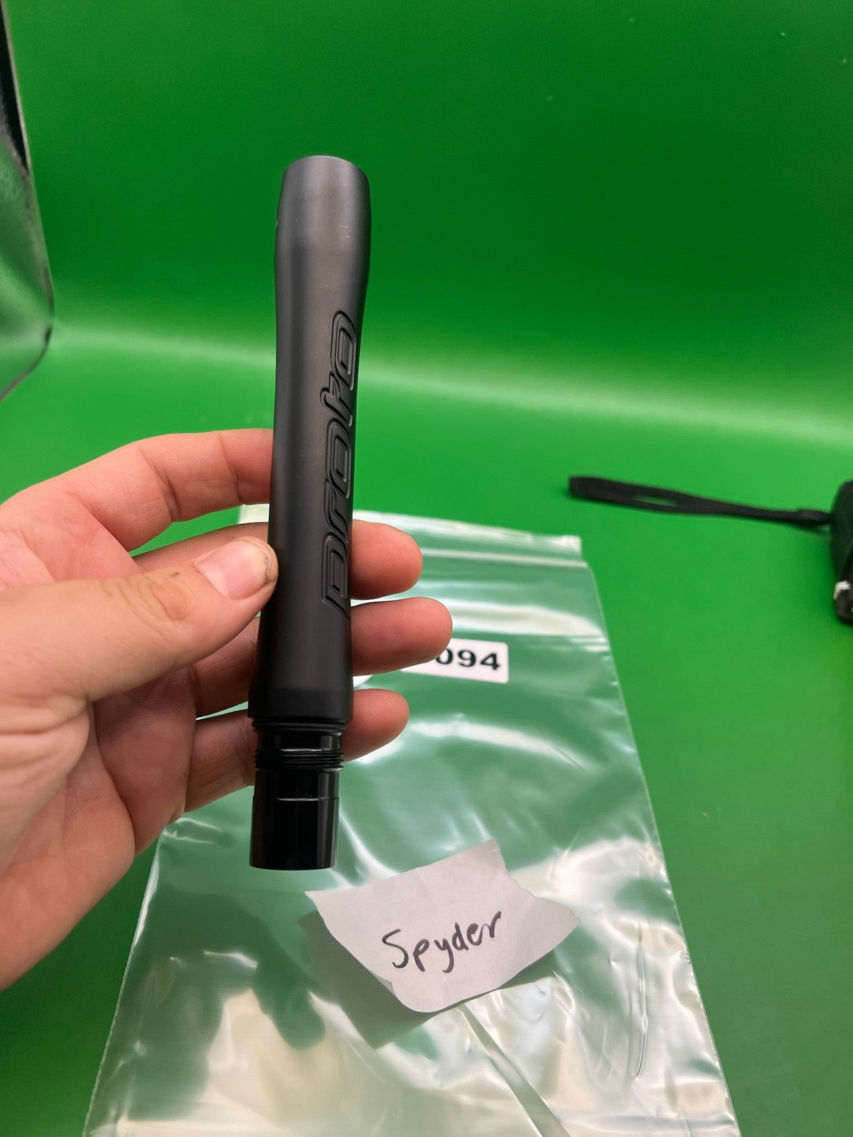 Proto Barrel Back Spyder Thread 8" Black - used paintball barrel back - black