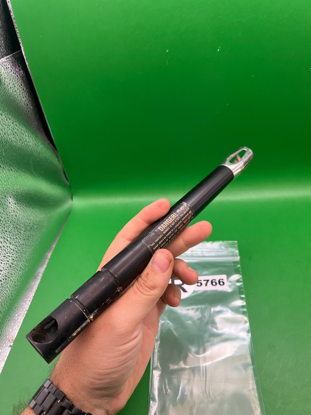 Automag Barrel Back 12" .693 Black - used paintball barrel back - black/silver