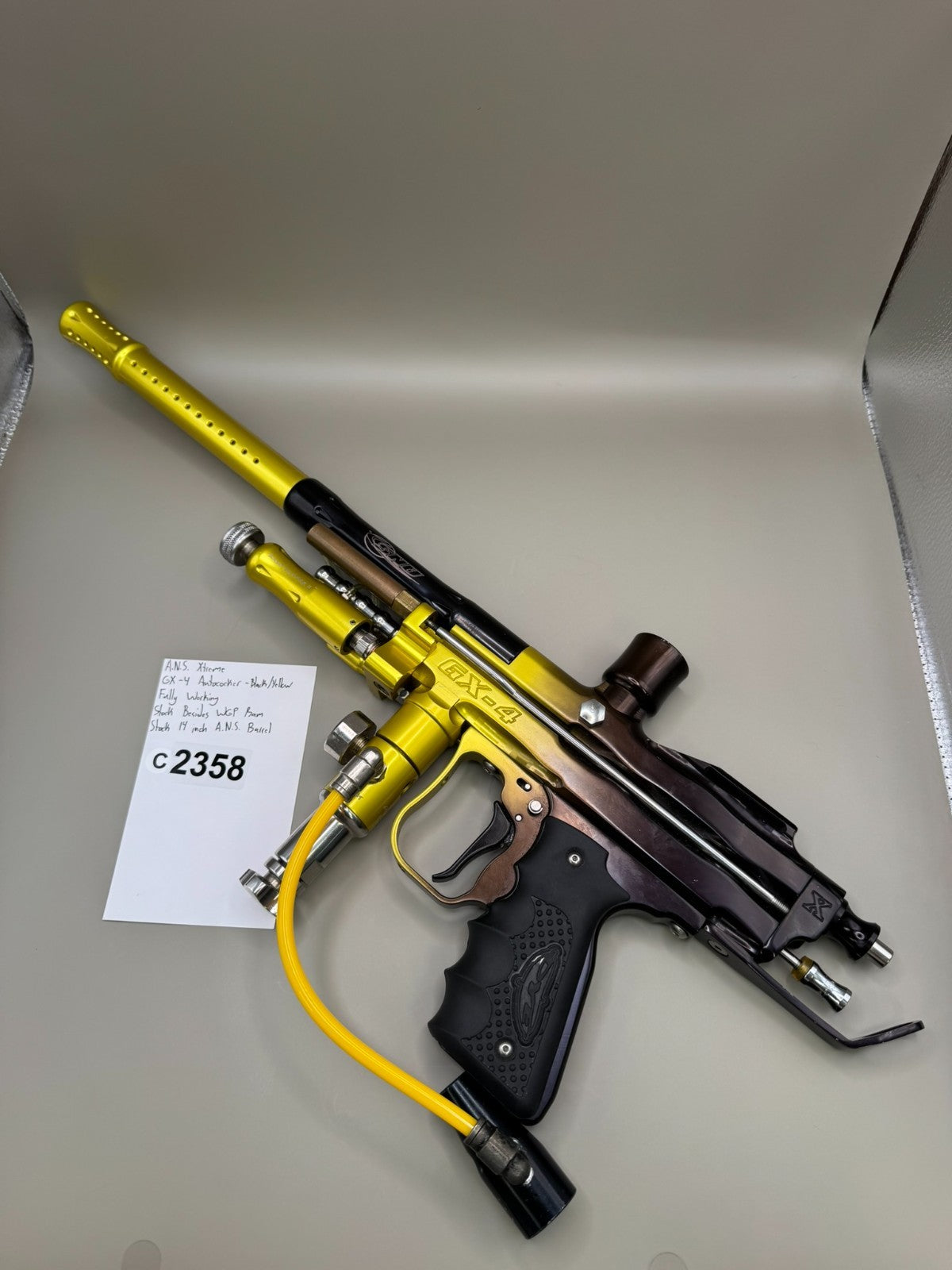 A.N.S Xtreme GX-4 Autococker - Black/Yellow - Paintball Marker Fully Working