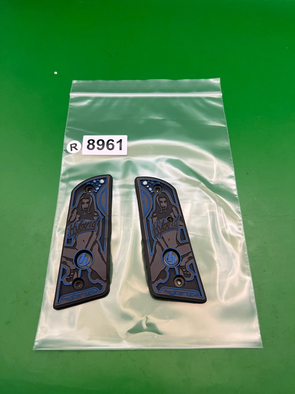 Hybrid PB 1911 45 Style Grip Panels Black Blue Contract Killer Design
