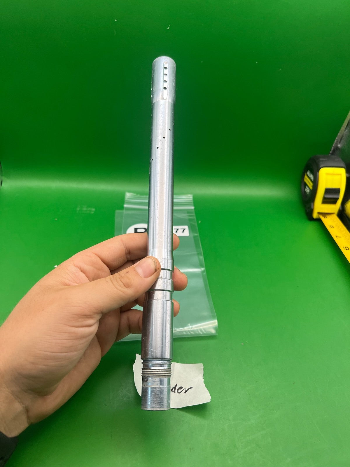 Spyder Barrel 12" .689 Silver Aluminum One Piece - used paintball barrel - silver