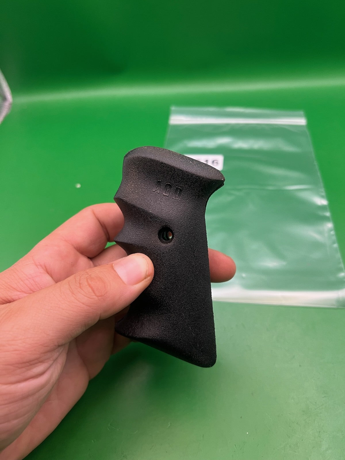AGD Automag Single Hole Split Grip Panels Textured Black Rubber Left Right Set