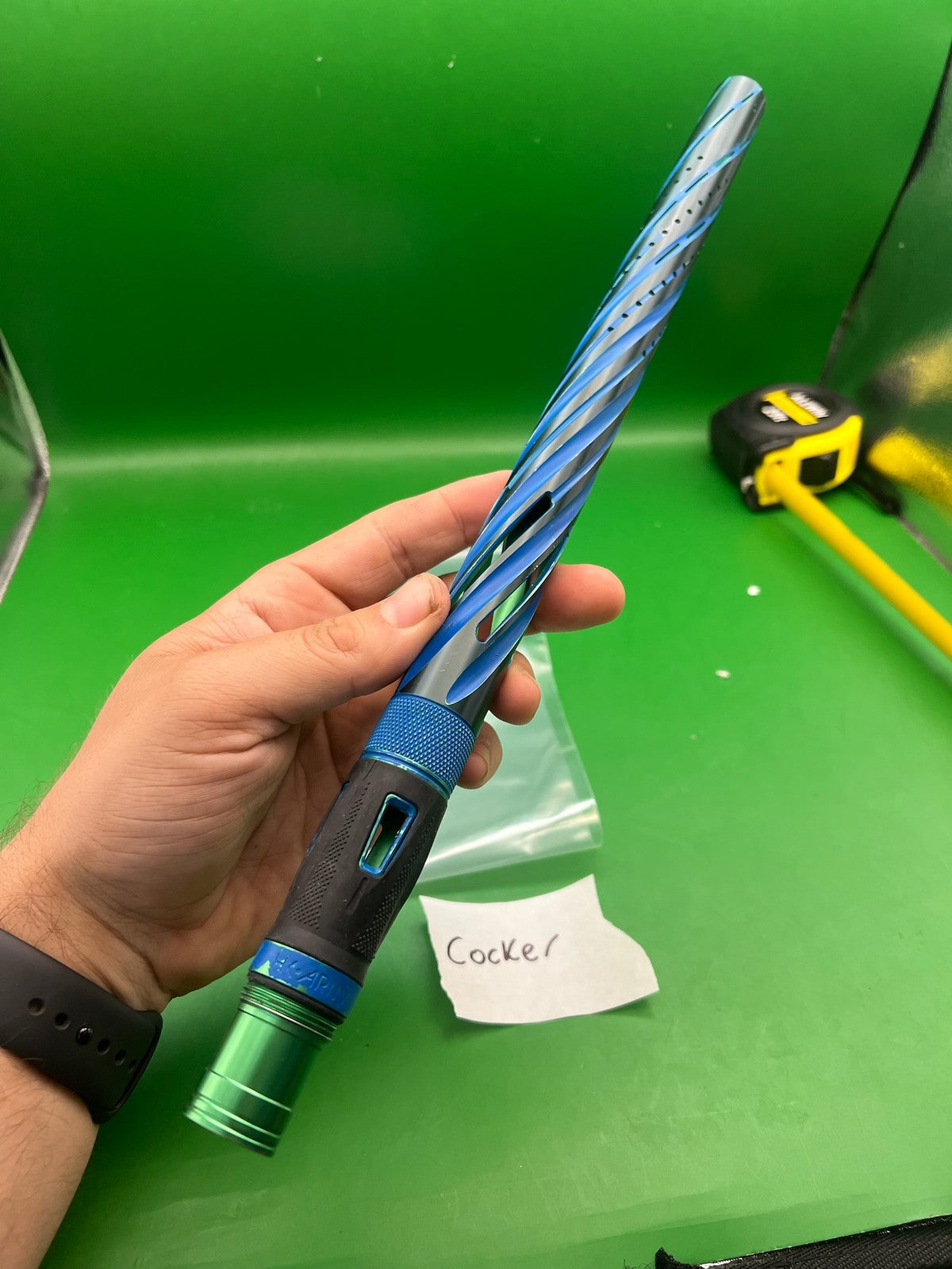 Autococker 14 inch Lazr Barrel - used paintball barrel - black/blue
