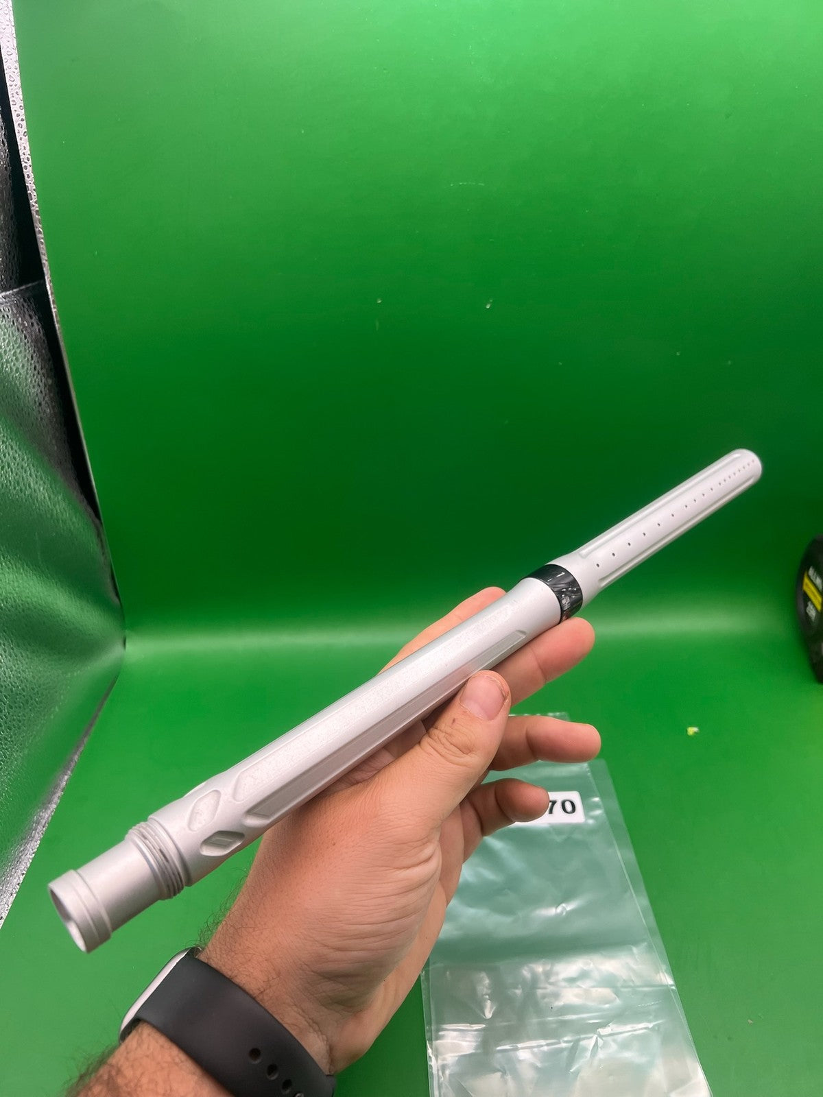 HK Autococker Barrel 14" .681 Silver - used paintball barrel - silver
