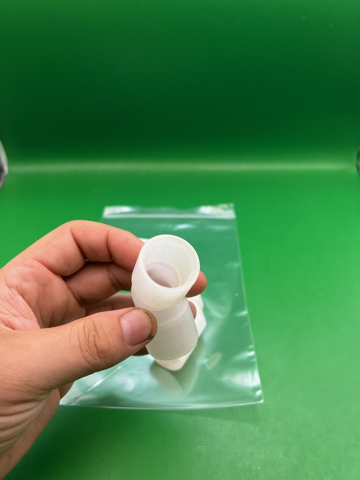 Pair of Two White Paintball Right Feed Elbows - used paintball feed elbow - white