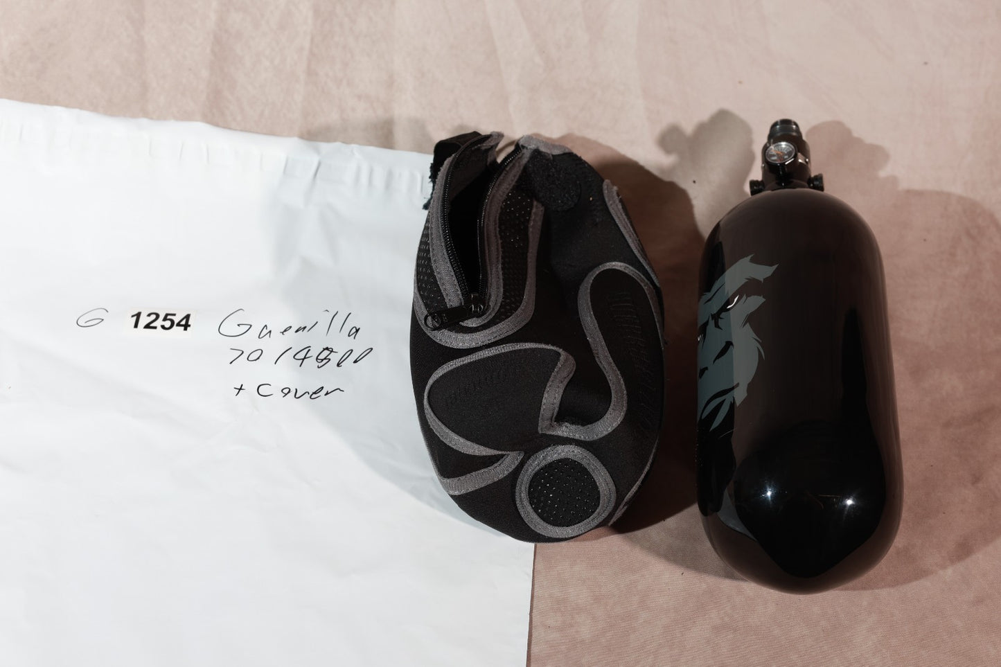 Guerilla 70/4500 Paintball HPA Carbon Fiber Tank Black With Neoprene Cover