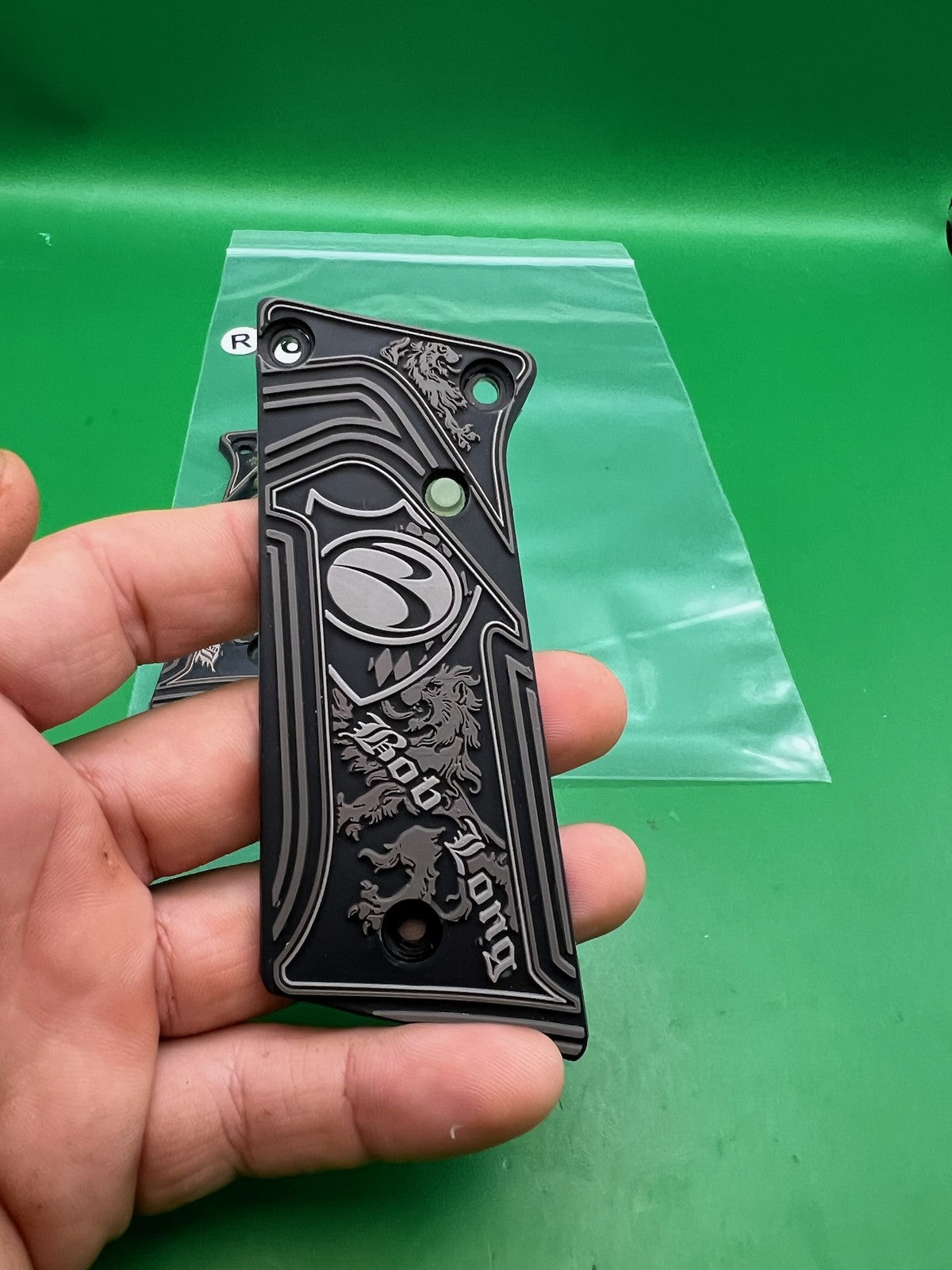 Bob Long Marq LED Grip Panels Black Aluminum Engraved Lion Logo