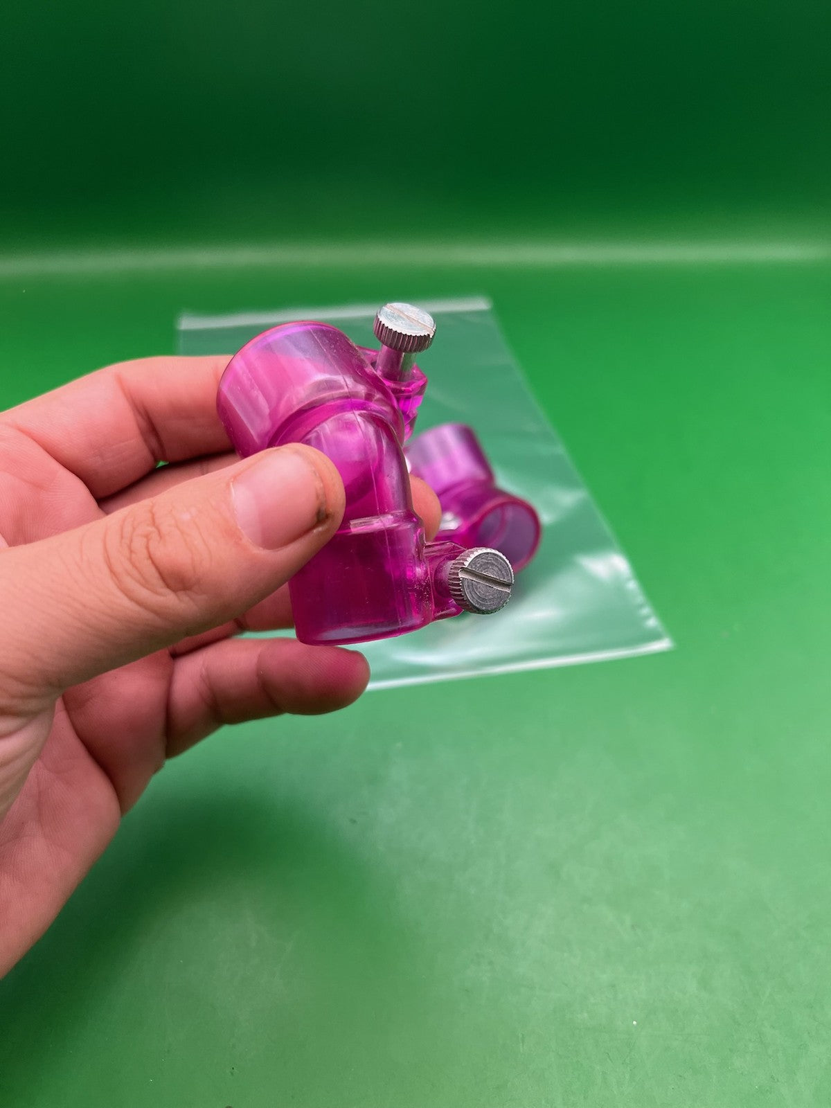 Purple Paintball Elbows - x2 - used paintball feed elbow / feed neck elbow - transparent purple