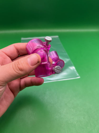 Purple Paintball Elbows - x2 - used paintball feed elbow / feed neck elbow - transparent purple