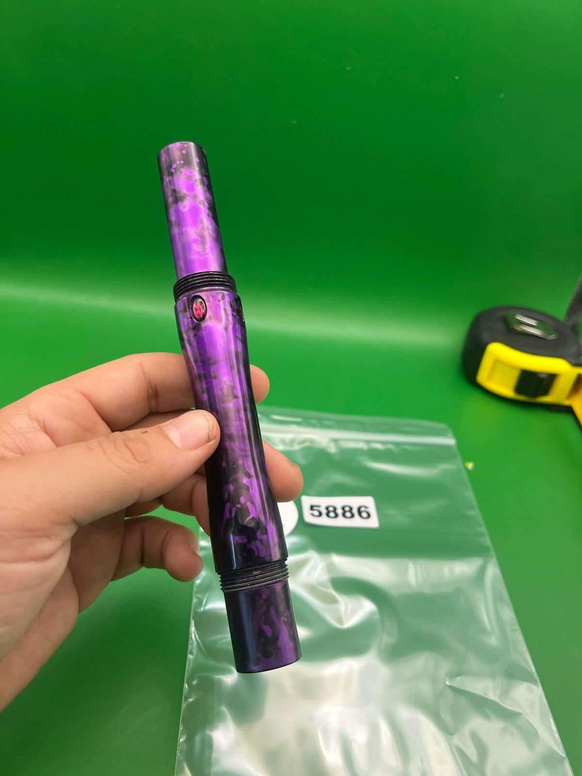 Autococker Empire .684 Purple Black - used paintball barrel - purple black splash
