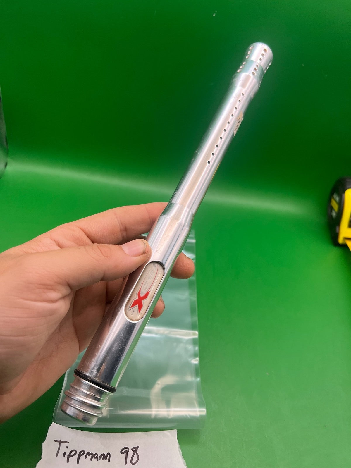 Tippmann 98 Dye X-Factor Barrel 12" .693 Silver - used paintball barrel - silver