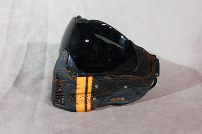 Push Paintball Mask Orange Black With Retevis Two Way Radio Set Case Bundle