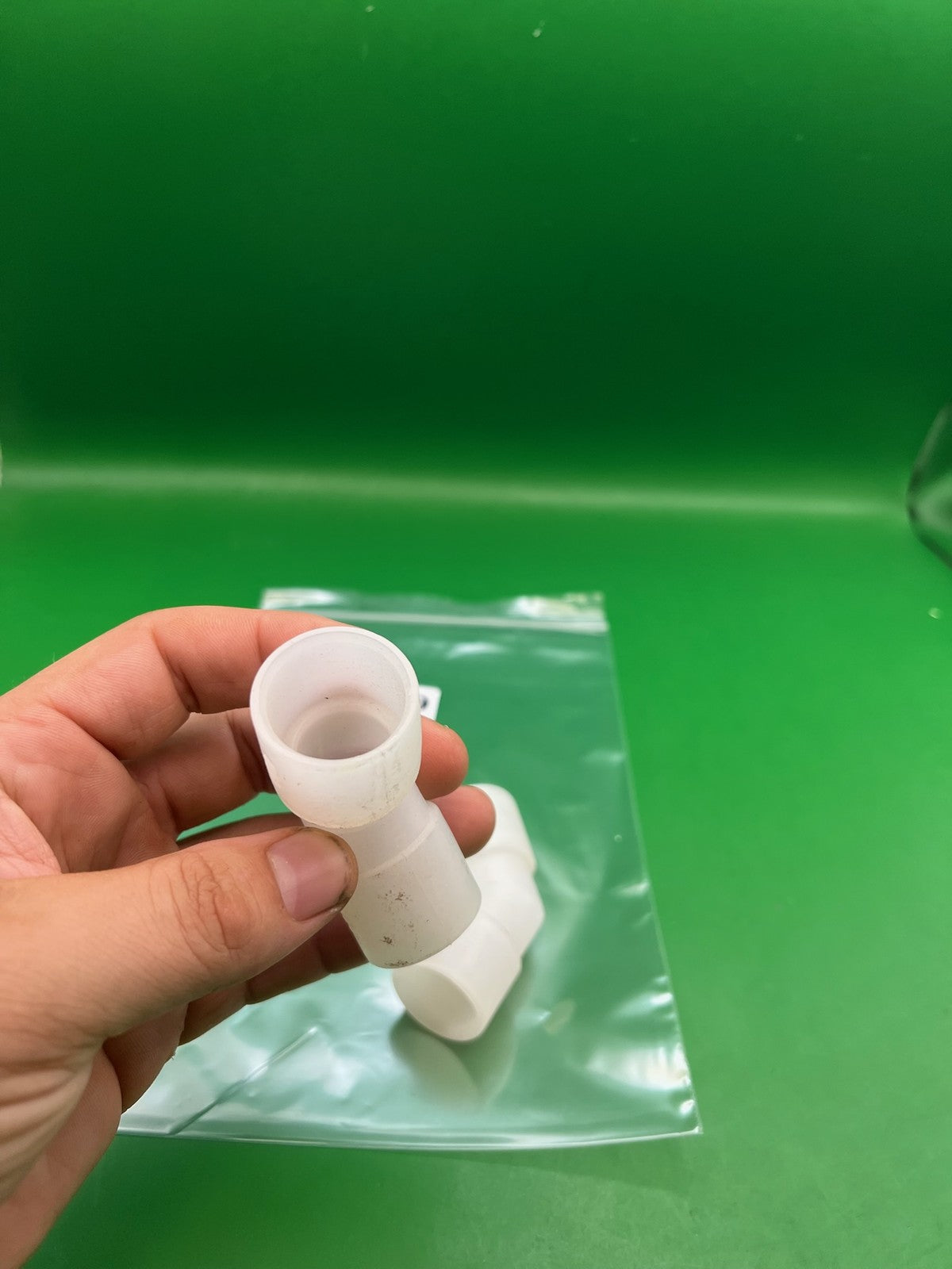 Pair of Two White Paintball Right Feed Elbows - used paintball feed elbow - white