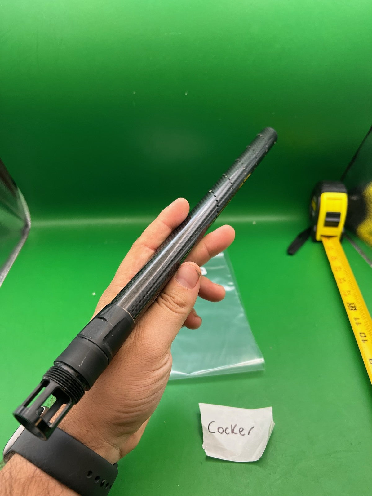 Freak Carbon Fiber Barrel Tip Autococker Cocker - used paintball barrel tip - black/carbon