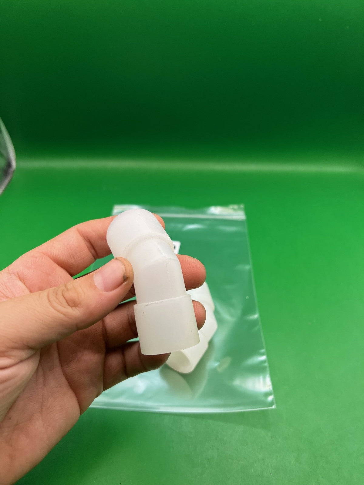 Pair of Two White Paintball Right Feed Elbows - used paintball feed elbow - white
