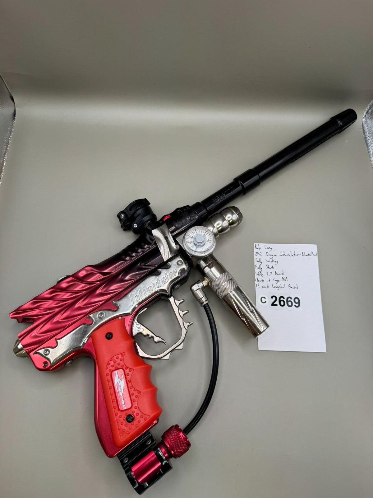 Bob Long 2k2 Dragon Intimidator - Black/Red - Paintball Marker Fully Working