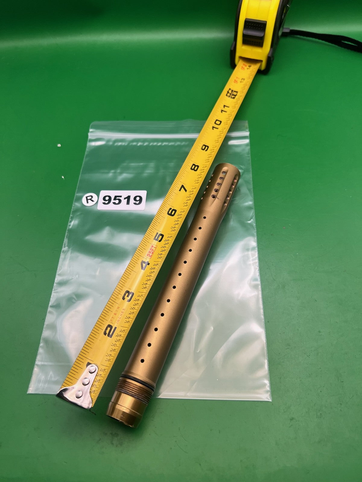 Dye UL 12" Barrel Tip Gold / Tan Aluminum Ported Paintball ULS