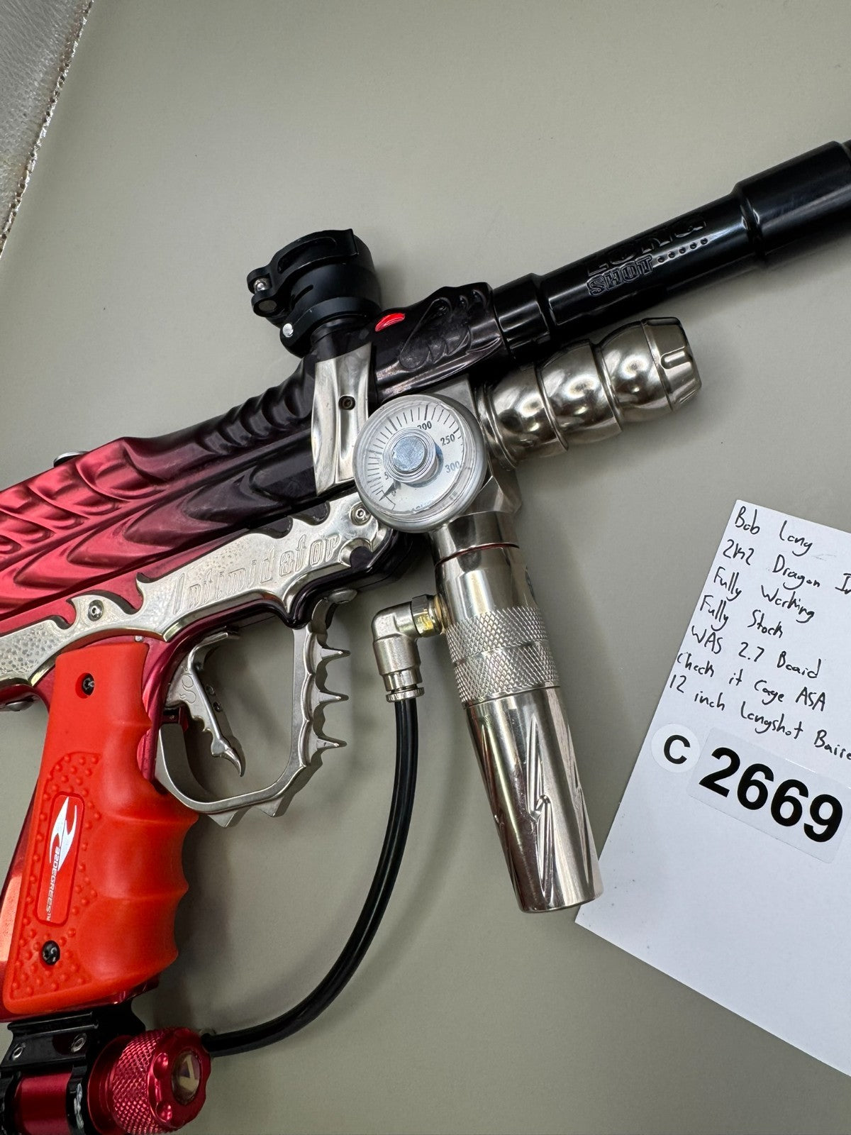 Bob Long 2k2 Dragon Intimidator - Black/Red - Paintball Marker Fully Working